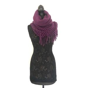 Purple Chunky Open Knit Scarf Shaw